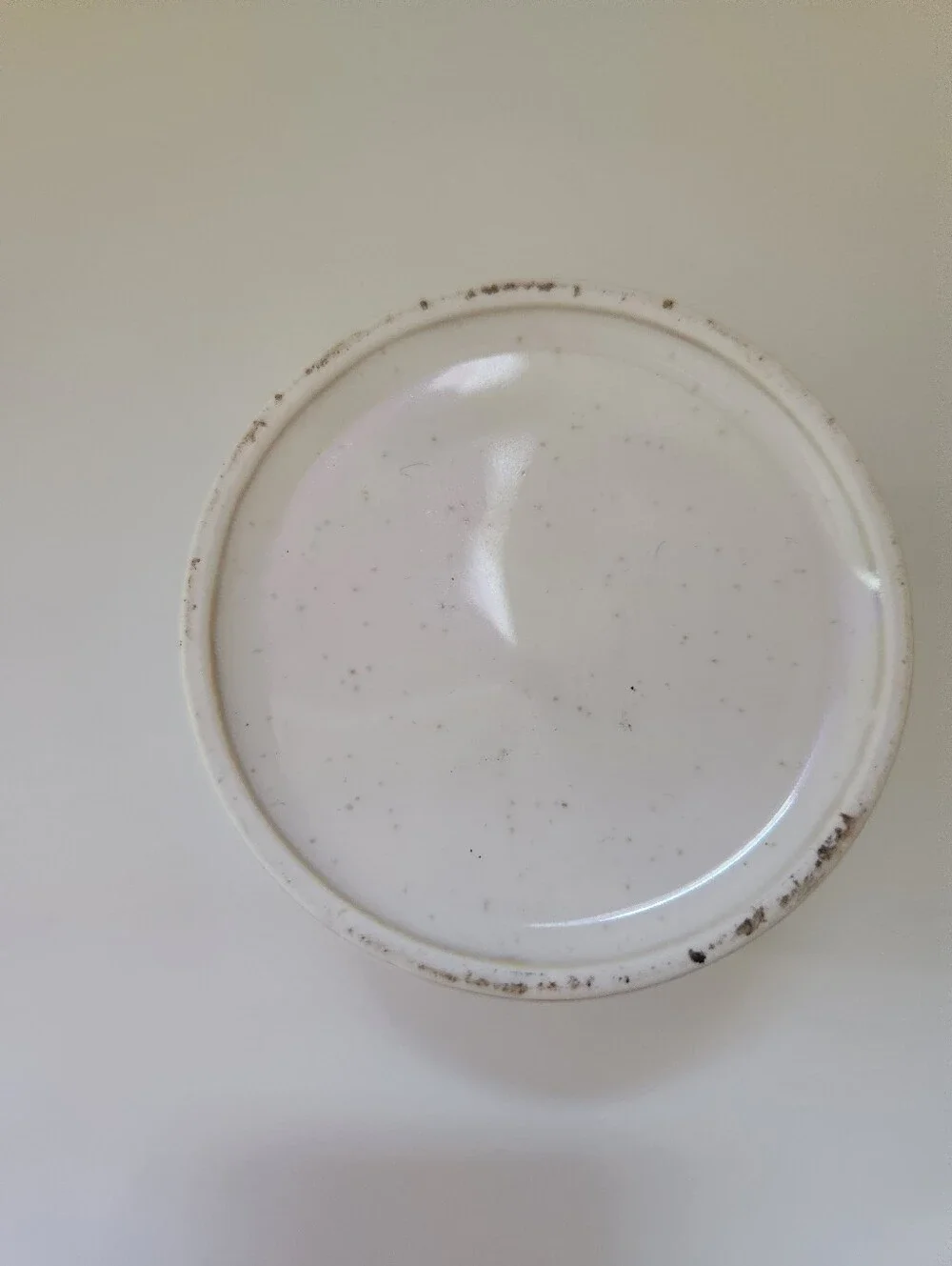 White Speckled Ceramic BUTTER Crock Farmhouse Kitchen Decor